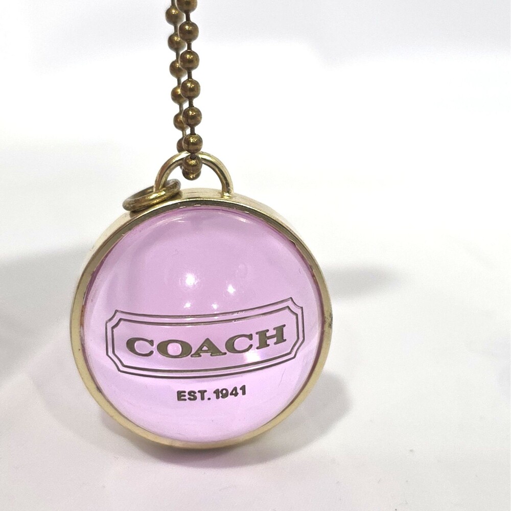 Coach Pink Lucite Orb Bag Charm Keychain Sphere & Pink Bag Tag Purse Y2K Vtg